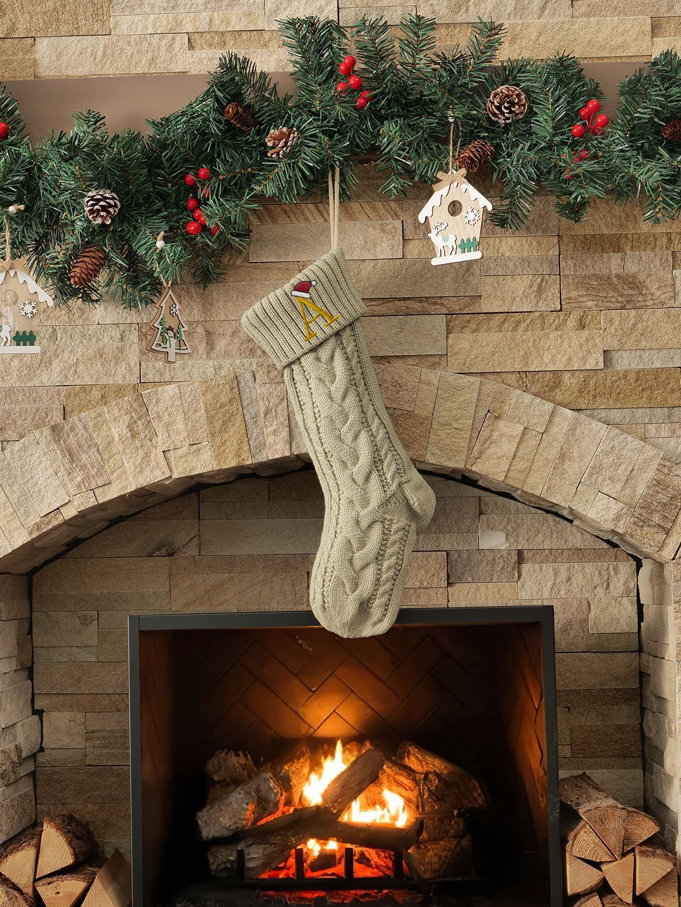 Amazon Europa y los Estados Unidos medias de Navidad personalizadas bordadas calcetines de letras de punto medias de regalo de Navidad colgantes fabricantes image 39