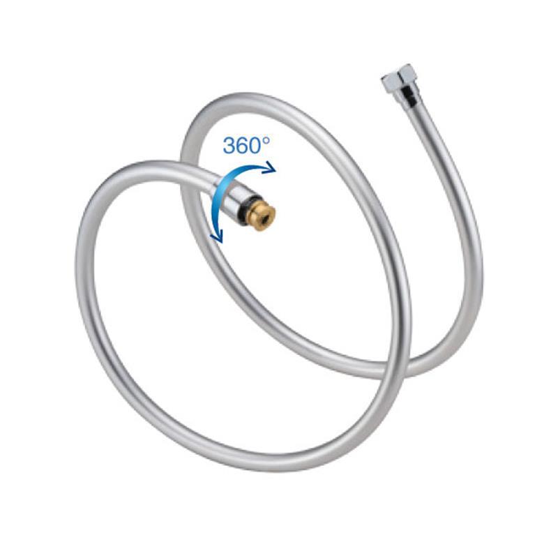 Kaiping Youjia Bathroom PVC Shower Hose 1.5 m Bright Silver Grey Pipe with Plastic Shower Pipe 9106