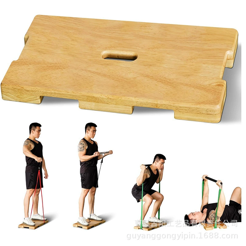 Домашняя фитнес-доска из массива дерева с эспандером, квадратная, с педалью для упражнений, тренажер для тренажерного зала, доска для тренировок с натяжением.
