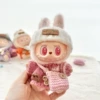 Striped button pink + white cuffed hat + wool pink B bag