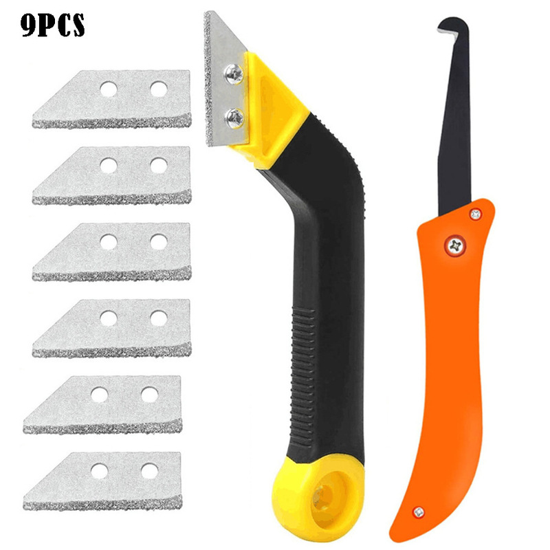 9-Piece Grouting Tool Set for Cleaning Door and Window Gaps, Floor Seams, and Glass Glue; Seam Scraper, Seam Cleaner, Seam Saw Blade