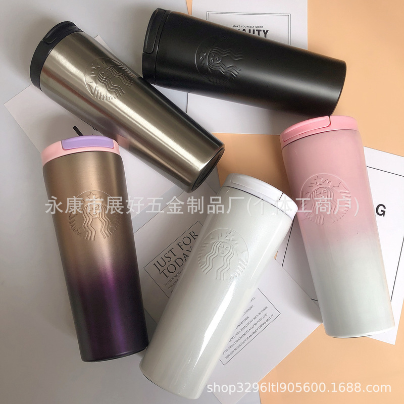 Hot-Selling Star Dad 304 Stainless Steel Embossed Goddess Large-Capacity Insulated Portable Car-Mounted Couple's Travel Mug Thermos Cup