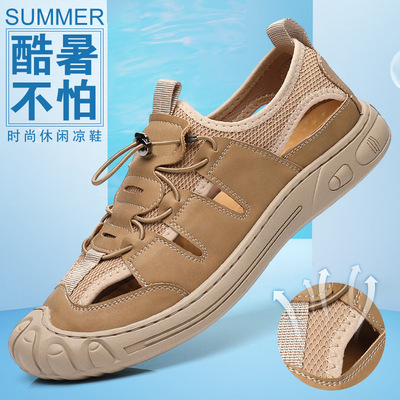 new pattern Lazy man Leather Sandals summer man comfortable Beach shoes Baotou outdoors leisure time reverent ventilation shoes