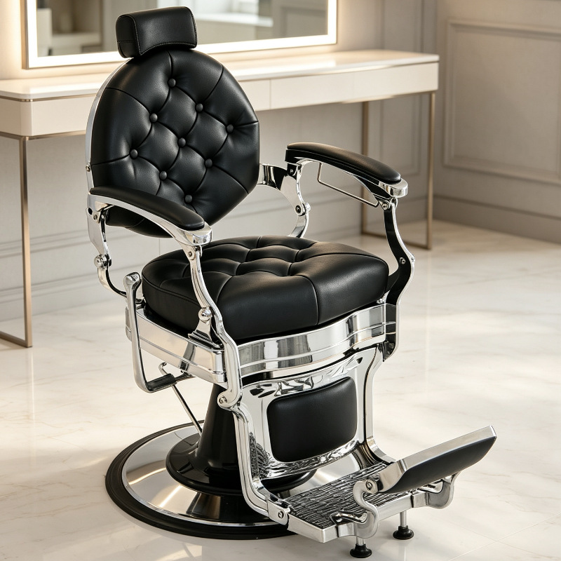 Sillón de Barbería Reclinable Fanjie para Hombres, Sillón Profesional para Salón de Belleza, Sillón de Corte de Pelo Semitiltable de Alta Resistencia, Sillón de Barbería Ajustable