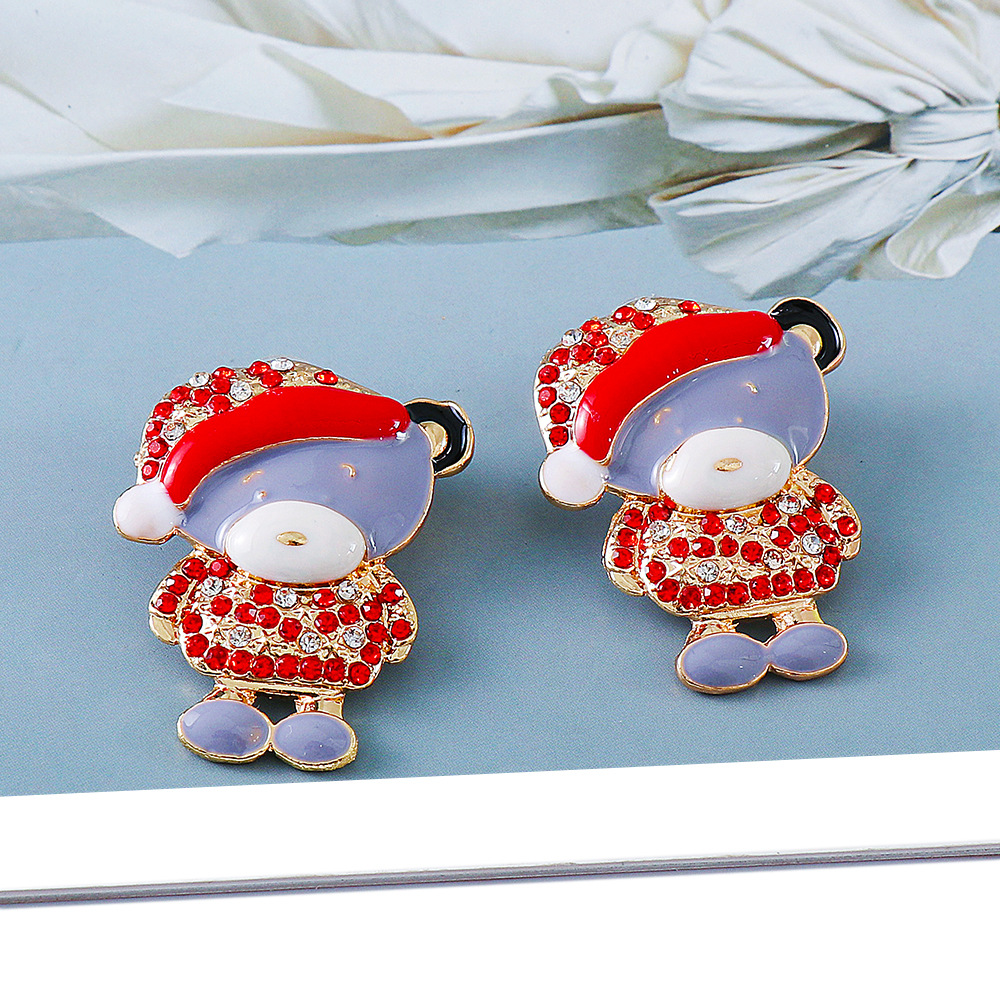 New Creative Christmas Red Granny Alloy Earrings display picture 4