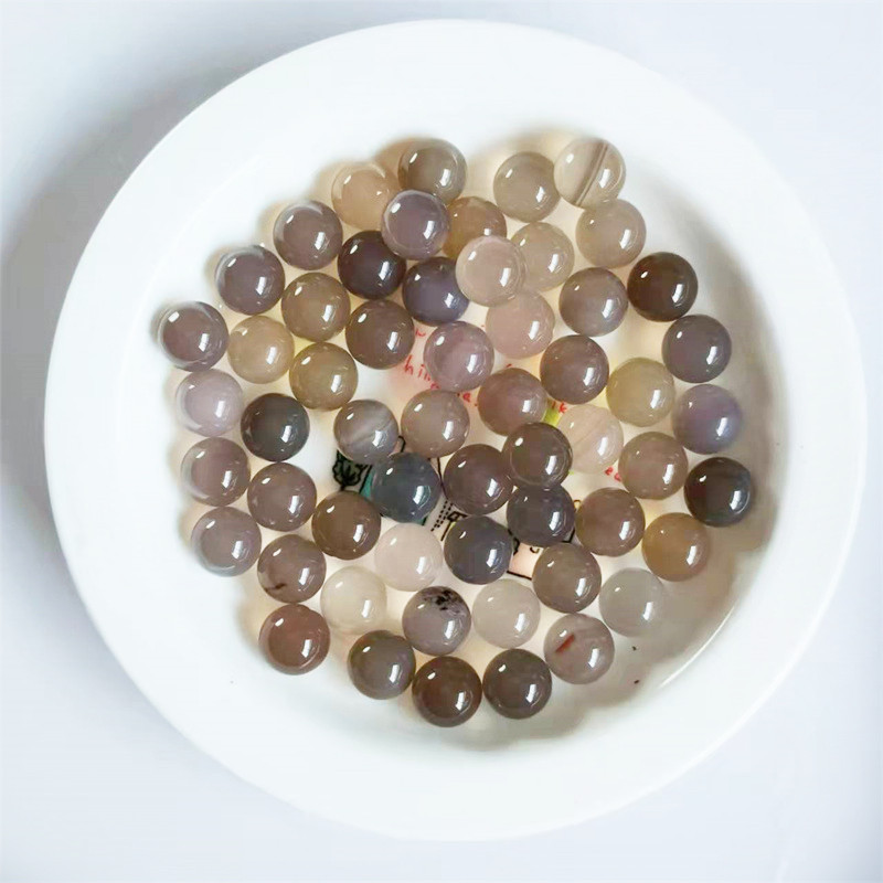 Sin agujeros, medio agujero, 8mm, cuentas redondas de cristal natural, ojos de gato, calcedonia, cuentas sueltas de ágata, accesorios de joyería de bricolaje, materiales al por mayor