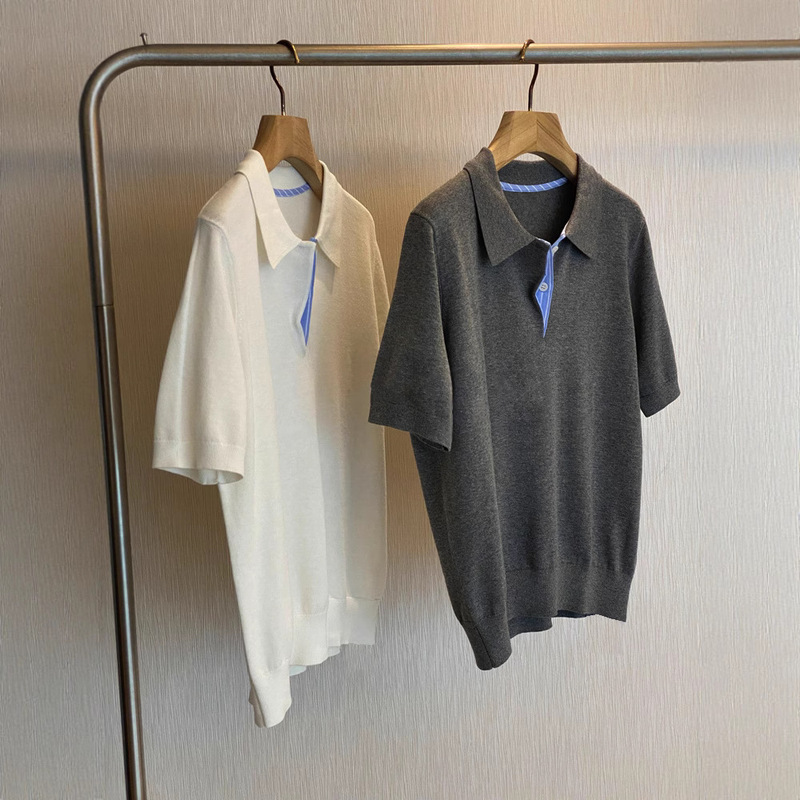 Channel Goods! the Shopkeeper Recommends This Fashionable and Versatile Casual Women's Shirt with a Polo Collar and Knitted Short Sleeves from the M*U Series