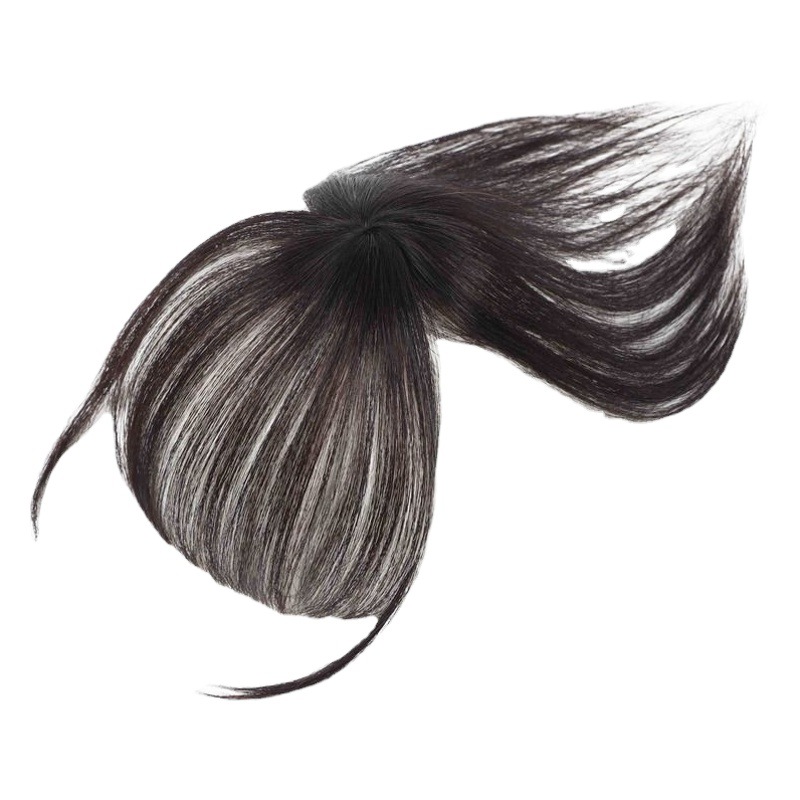 3D estilo francés aire Bangs peluca cabeza femenina verano reemplazo de cabello simulación cabello sin costuras pelo blanco cubierta natural frente hendidura Bangs