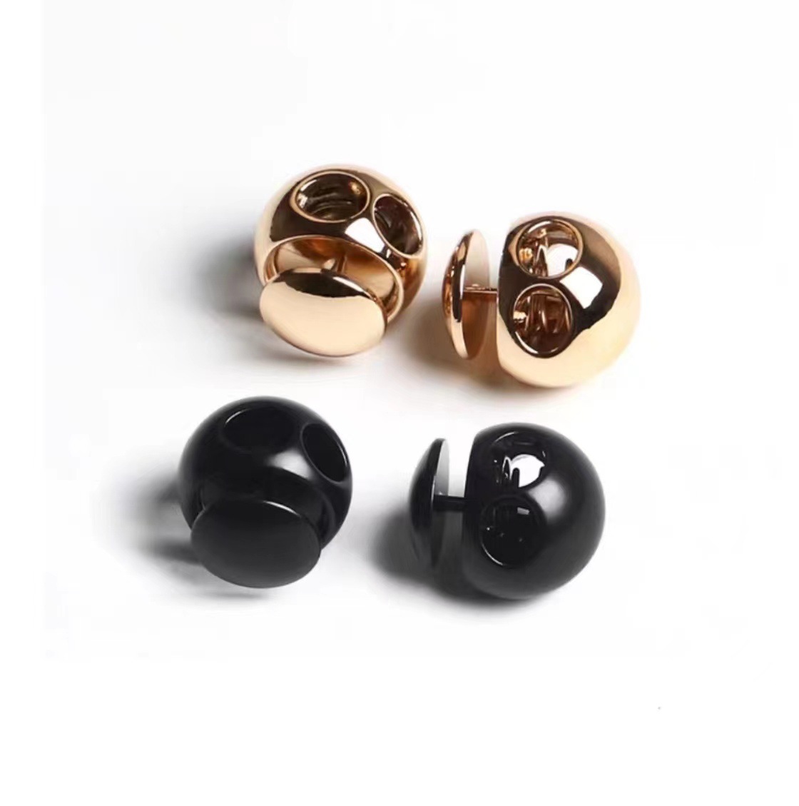 金属弹簧扣球形双孔电镀猪鼻扣 金属弹力绳锁止扣 止滑弹簧扣