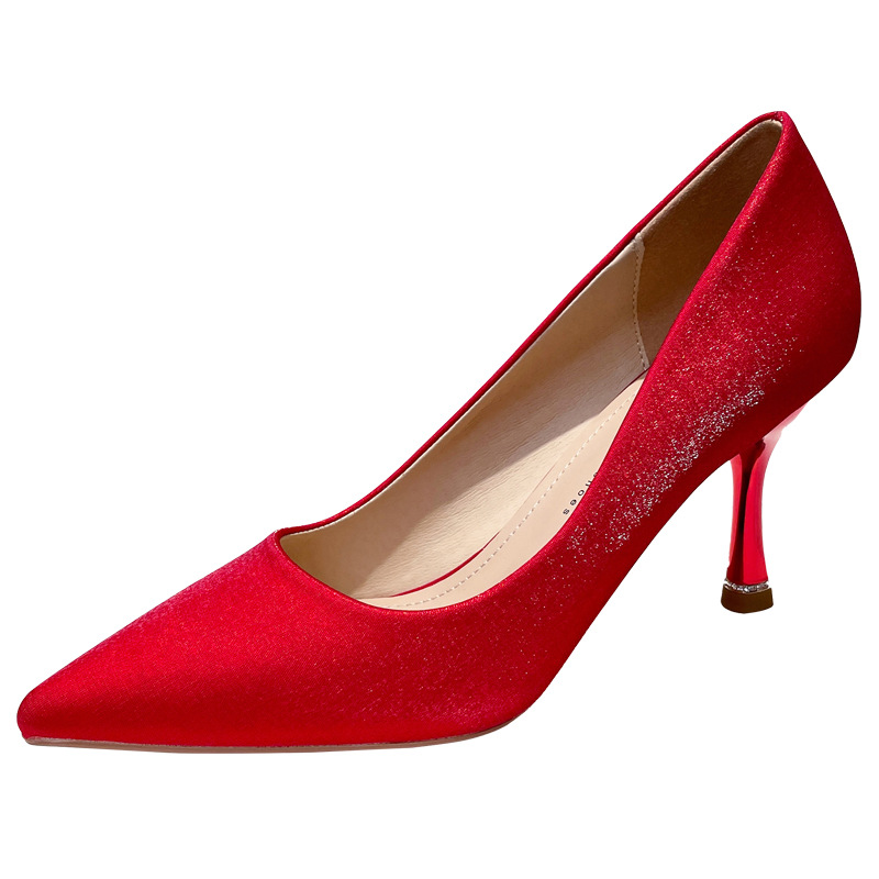 726 Braut Neue frauen Hochzeit Kleid Doppel Tragen Rot Xiuhe Schuhe Chinesischen Hohe Dünne Absätzen 3cm5cm7cm_voghion.com