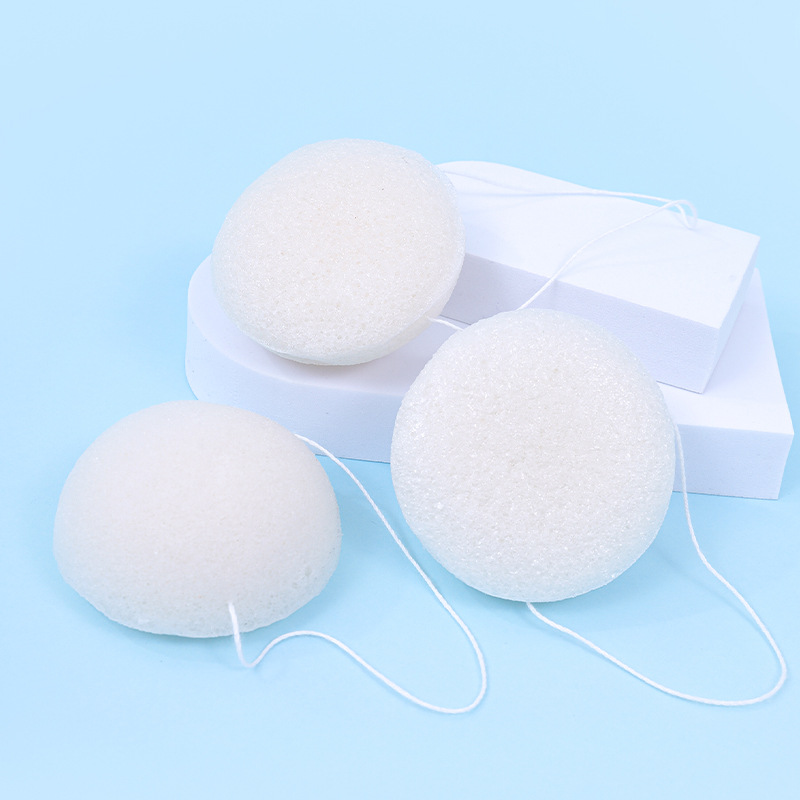 Fábrica personalizada semi-redonda konjac lavado facial bebé super suave no daña la piel lavado esponja de baño al por mayor