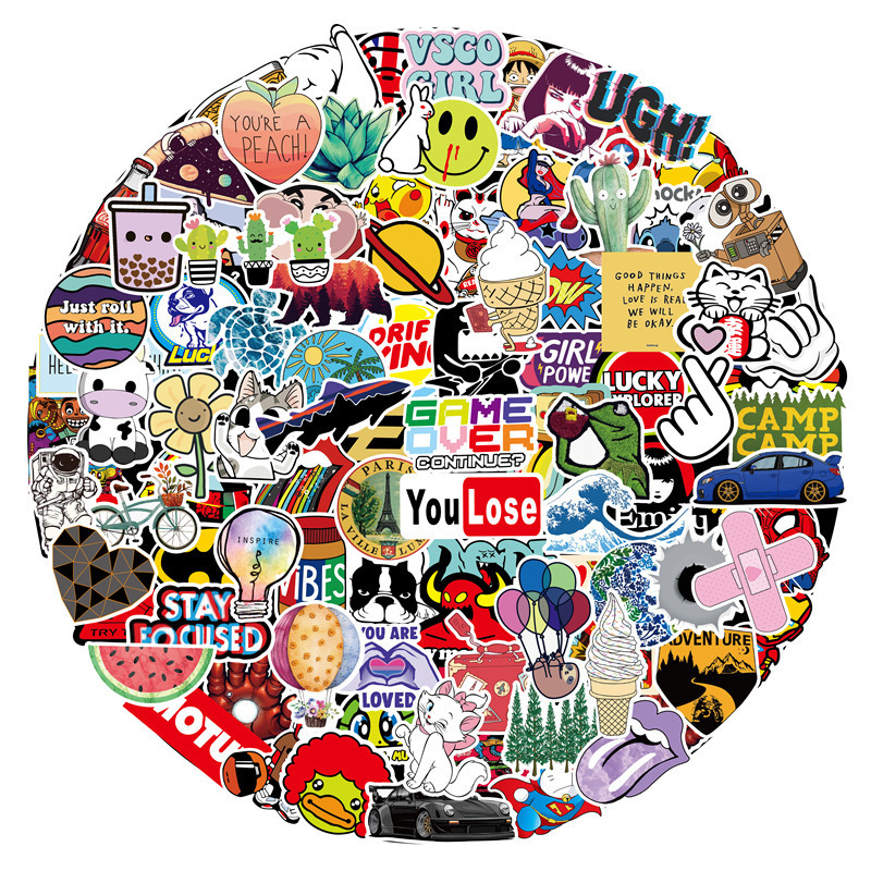 Sticker Pack City Style Graffiti — PVC Printed, 100 Unique Patterns, Assorted A–J Sets