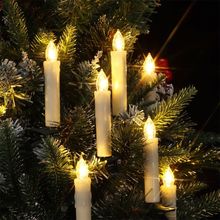 圣誕樹蠟燭燈暖燈帶夾子無煙閃爍節日家居裝飾LED遙控電子蠟燭