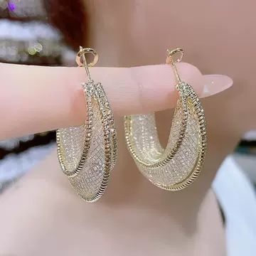 Metal Mesh Earrings Small Hoop Earrings 2023 New Fashionable Korean Internet Celebrity Elegant High-grade Circle Earrings - ShopShipShake