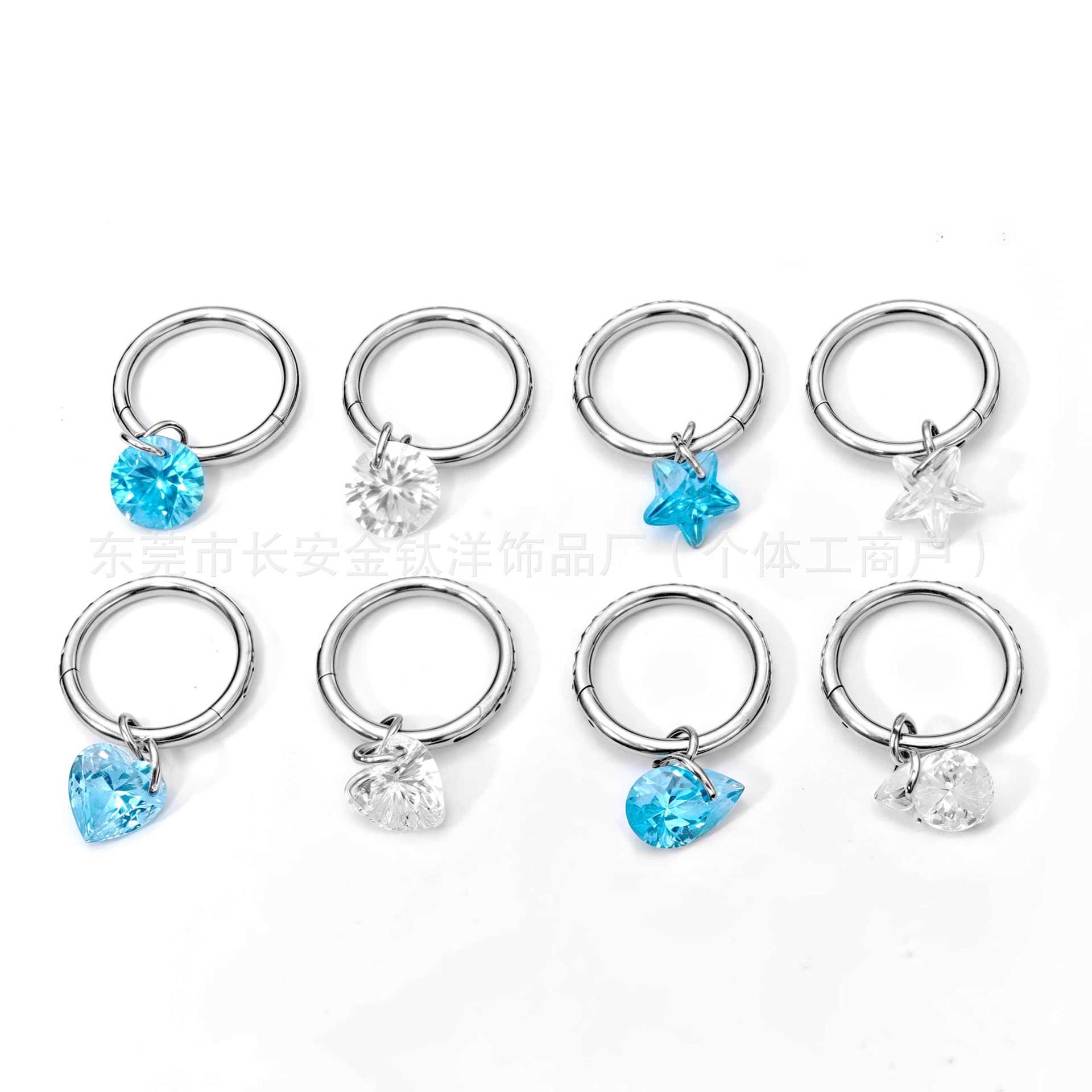 F136 Titanium Inlaid Pendant with Diamonds Closed Ring Lip Nail Nose Nail Ear Nail Ear Bone Nail G23 Titanium Alloy Piercing Jewelry detail image 9