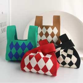 ins网红手提包厂家定制针织毛线百搭女士手拎休闲托特包