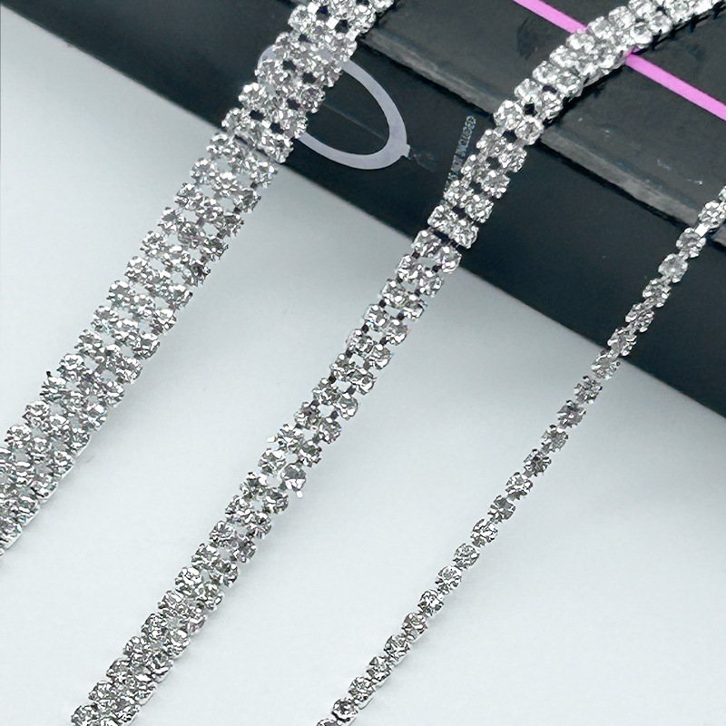 Chain de garra de diamante galvanizado intensivo plata cadena de perforación ropa bolsas diy barras de perforación accesorios accesorios de perforación de garra al por mayor