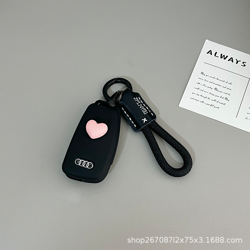 Suitable for Audi A4L Key Cover, A6L Car Key Case, Q5L Shell, A3L Holder, A5 Case, Q3 for Men, 2023 New Model, Q4 E-Tron Simple Design