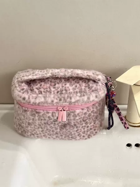 Leopard Print Kt Cosmetic Bag, Large Capacity Portable Storage Bag, Travel Toiletry Bag, Storage Bag for Women