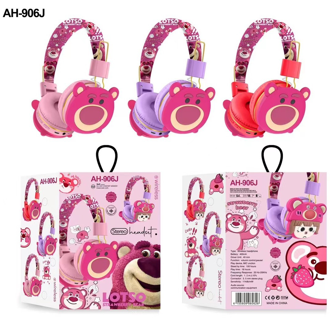 Nuevo comercio exterior transfronterizo serie AH - 906 auriculares Bluetooth para niños deportes animados lindos plegables