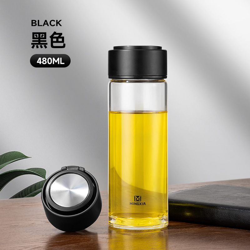 明霞單層玻璃杯男士商務手工水杯便攜家用泡茶杯透明辦公杯子批發