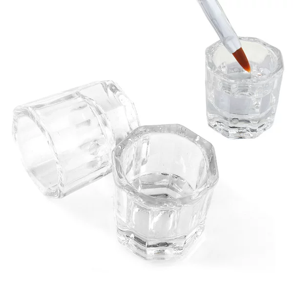 Nail supplies crystal nail tool glass small octagonal crystal cup crystal powder blending pen water Cup