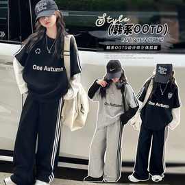 【2818】女童秋季韩系时髦套装2025新款女大童儿童秋装假两件卫衣