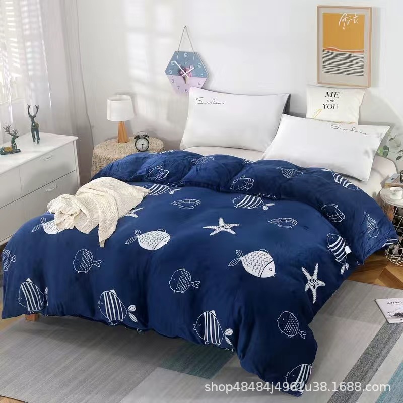 Flange edredón más edredón cubierta doble una sola pieza de lana de coral de doble cara de lana de invierno