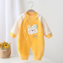 冬季新款婴儿连体衣新生儿无骨哈衣男女宝宝加绒保暖连身衣爬爬服