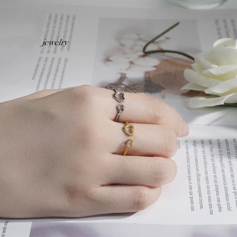 Sweet Heart Shape Stainless Steel Open Ring 1 Piece