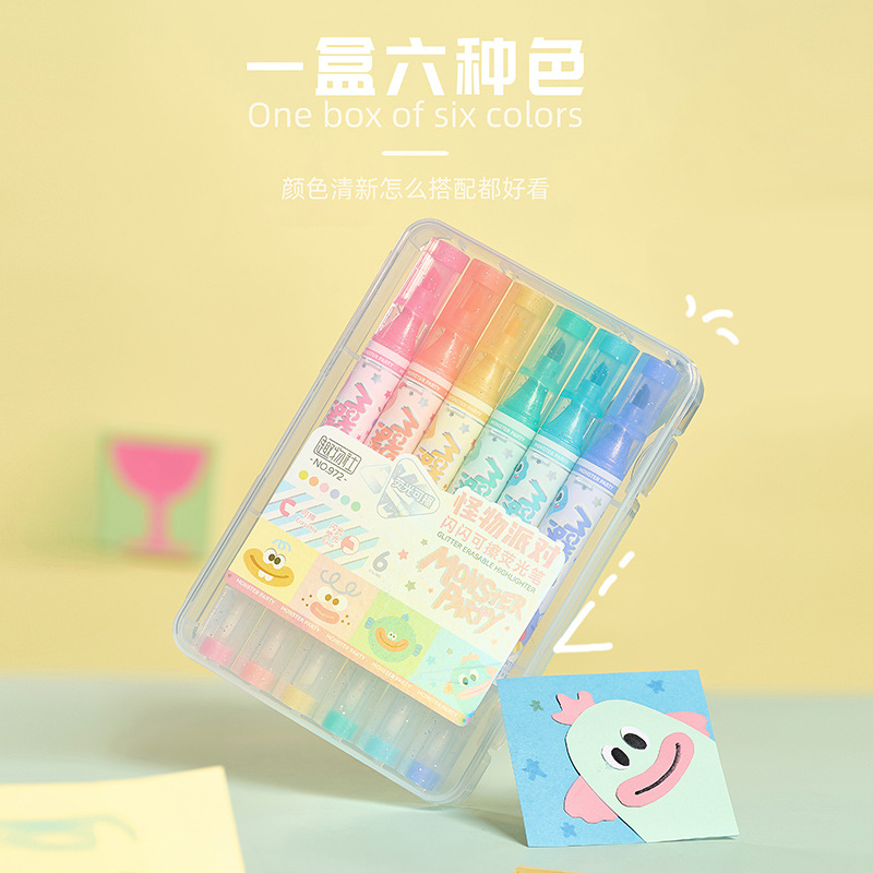 Brillante resaltador borrable, marcador, bolígrafo de cuenta manual de graffiti de color de gran capacidad, bolígrafo de cuenta manual de marca clave para estudiantes