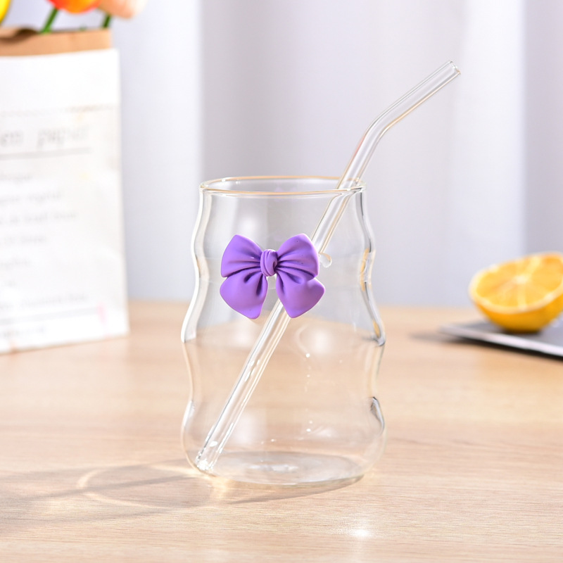 Taza en espiral Taza de bebida fría regordeta Taza de té con leche Taza de nube Taza de vidrio de café con pajita Taza de jugo de borosilicato alto