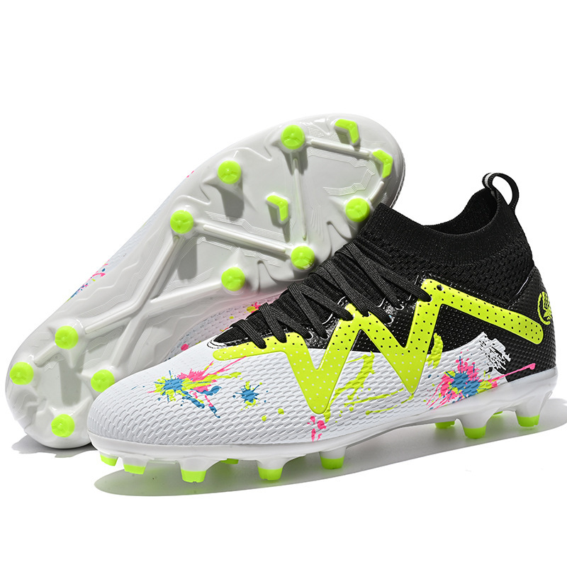Zapatillas de Fútbol de Caña Alta de Cuero Sintético y TPU, Ligeras, para Césped Natural y Artificial