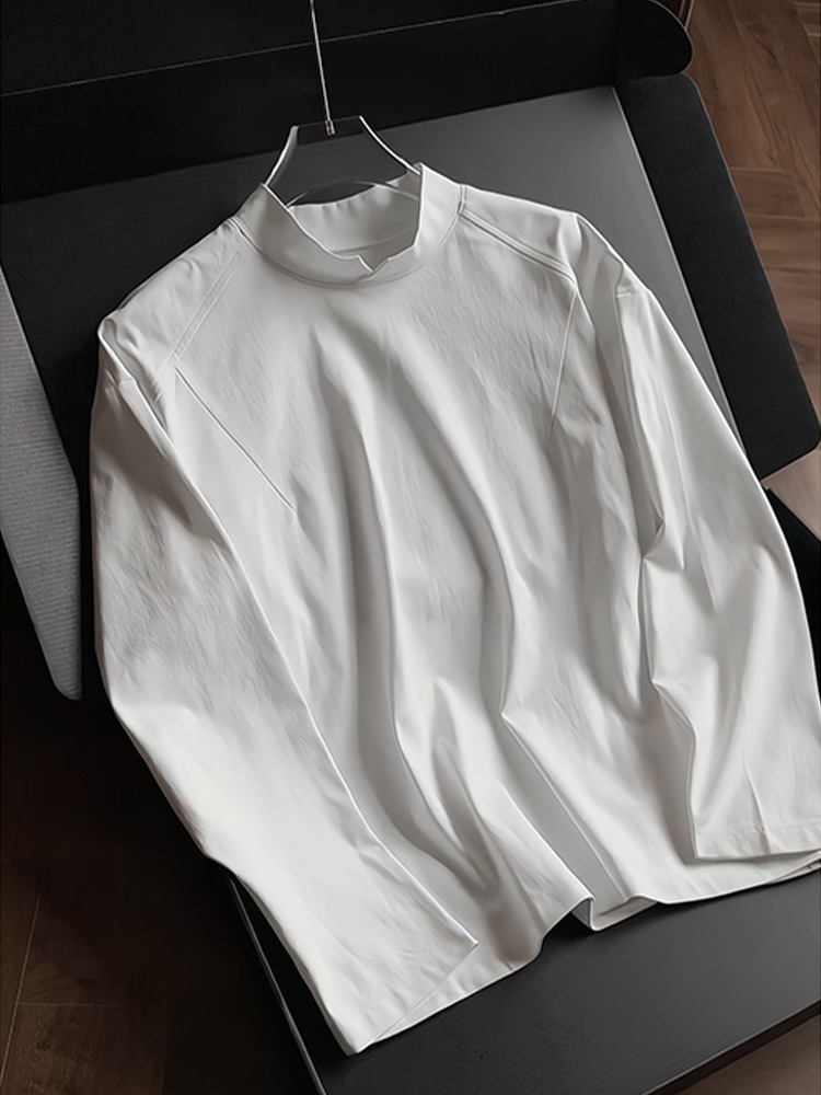 T-shirt masculina manga comprida gola v patchwork oversize_voghion.com