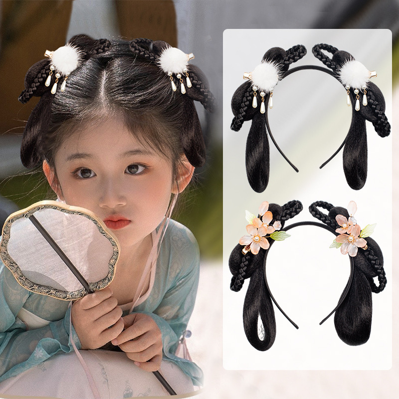 Hanfu Wig Antique Ming-made One-piece Lazy Man Bun Style Antique Hair Accessories Hair Bag Hair Band All-match Style