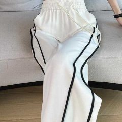 速乾氷糸広脚ズボン女性夏薄手2025新夏ストレート感カジュアルランニングパンツ