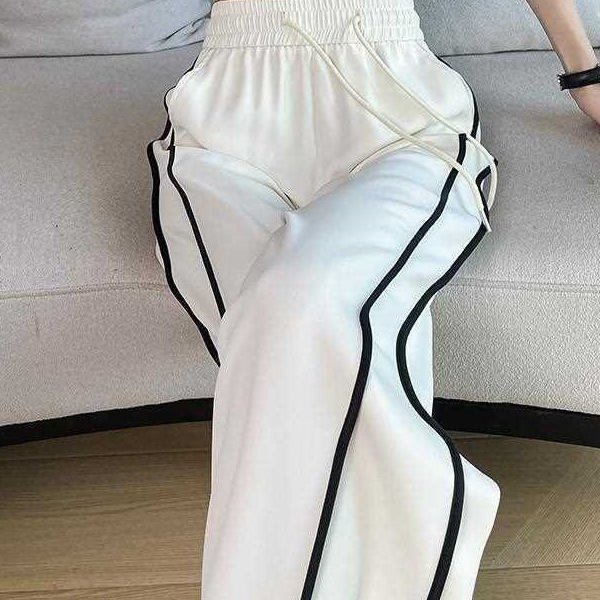 Quick-Drying Ice Silk Wide-Leg Pants for Women Summer Thin 2025 New Summer Straight Draped Casual Running Sports Pants