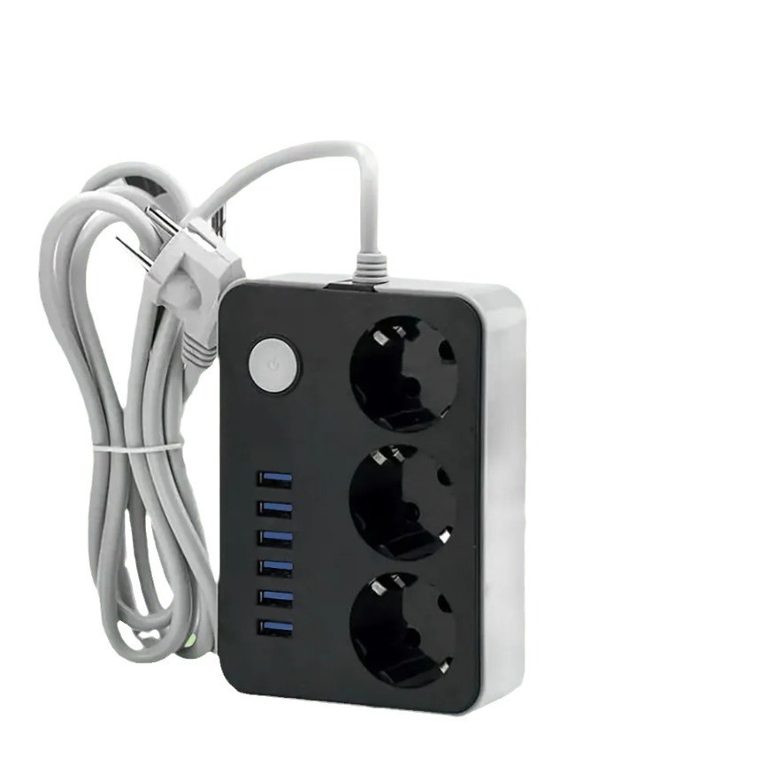 Cable de extensión de alimentación de 2m con conector USB estándar europeo enchufe de línea ruso comercio exterior transfronterizo placa de conexión europea