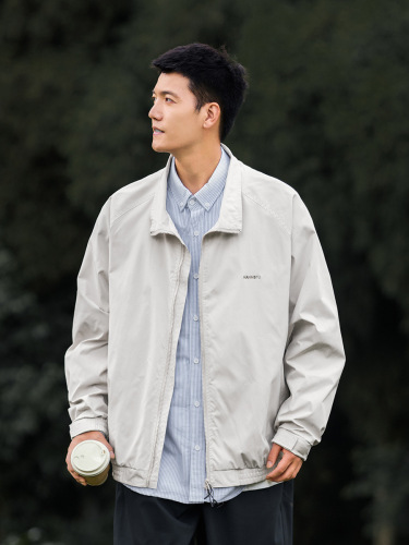 High Street City Boy Spring and Autumn Workwear Jacket Ins Japanese Casual Loose Collar Solid Color Jacket Thickened