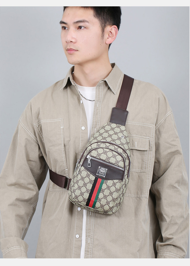 Cross-border chest bag, men's crossbody bag, travel shoulder bag, large-capacity leather bag, sports small backpack, multi-functional men's bag undefined