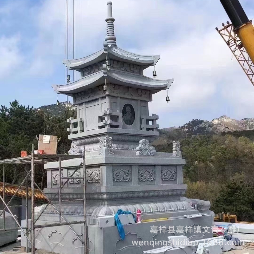 Custom Buddhist stupa temple bluestone multi-layer outdoor stone carving pagoda solid material weather-resistant affordable price