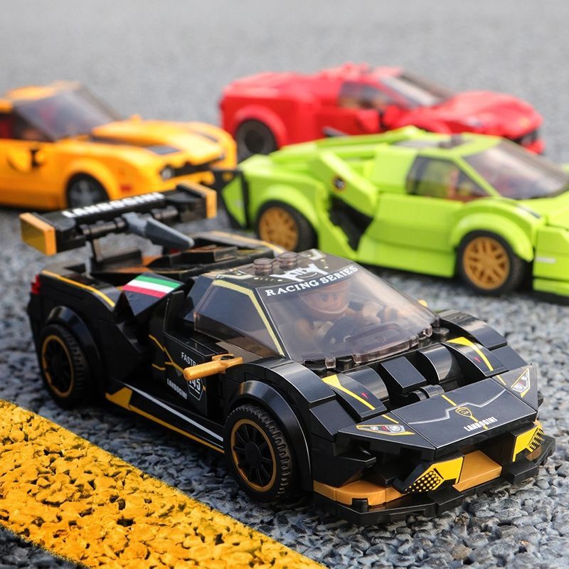 Compatible with Lego Building Blocks, Cars, Sports Cars, Motorcycles, Lamborghini, Boys' Transforming Remote Control Assembly Toys, Ferrari Gifts