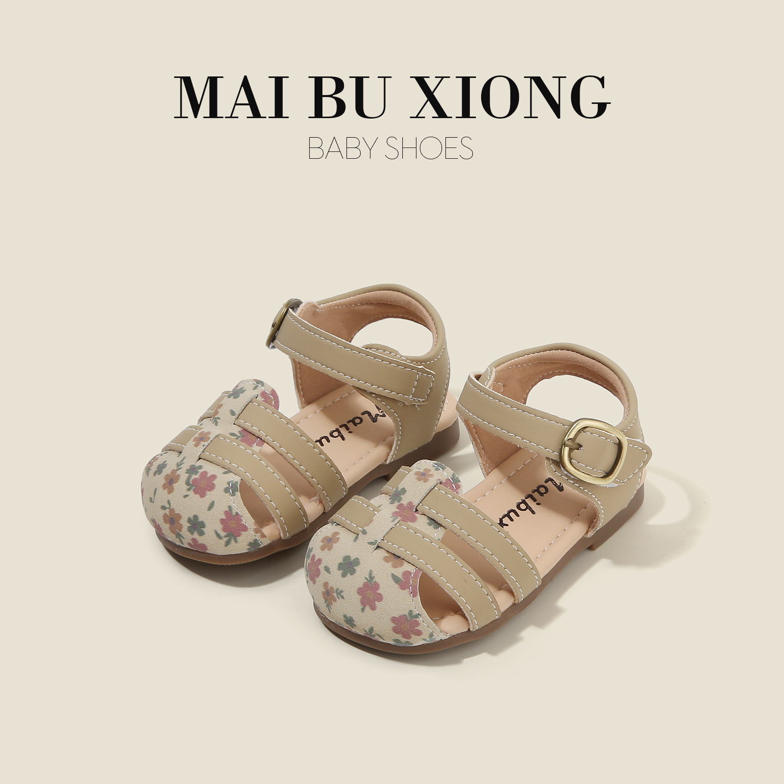 Mabu Bear Summer Fashion Closed-Toe Shoes Anti-Kick Baby Walking Shoes for Girls Toddler Shoes Girls' Sandals Princess Children's Shoes