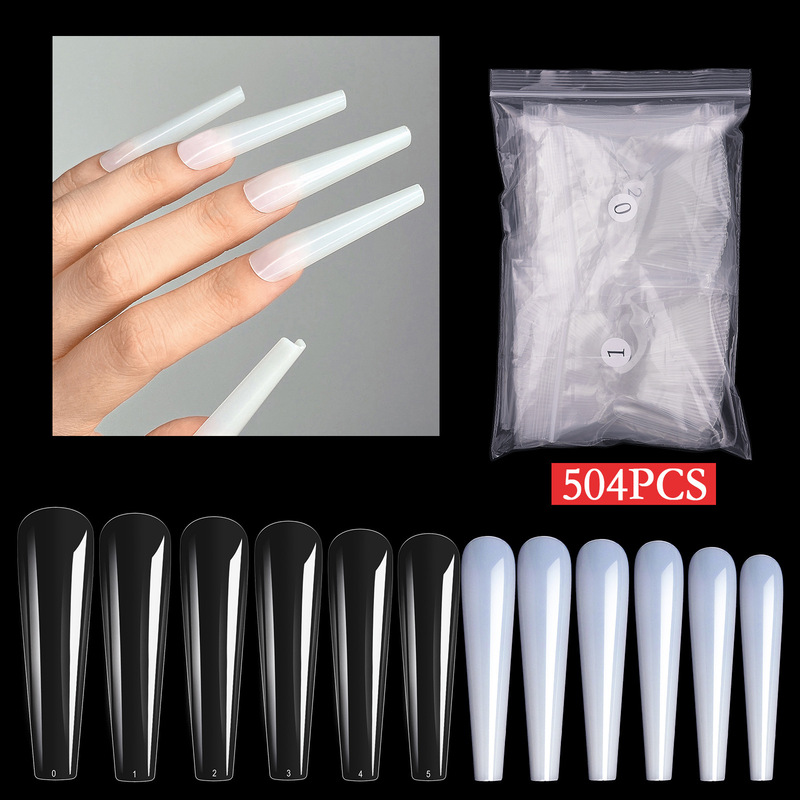 Cross-border nail art new nail piece fake nail C arc full stick lengthened ballet nail art piece 504 nail art wear