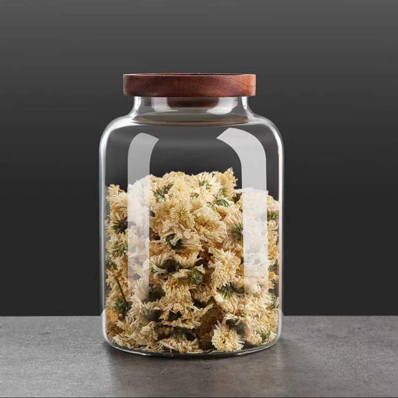 Gran CAPACIDAD DE Acacia tapa de madera sellada tarro verde naranja granos de vidrio de almacenamiento tarro de té de vidrio de alta borosilicato hogar tarro