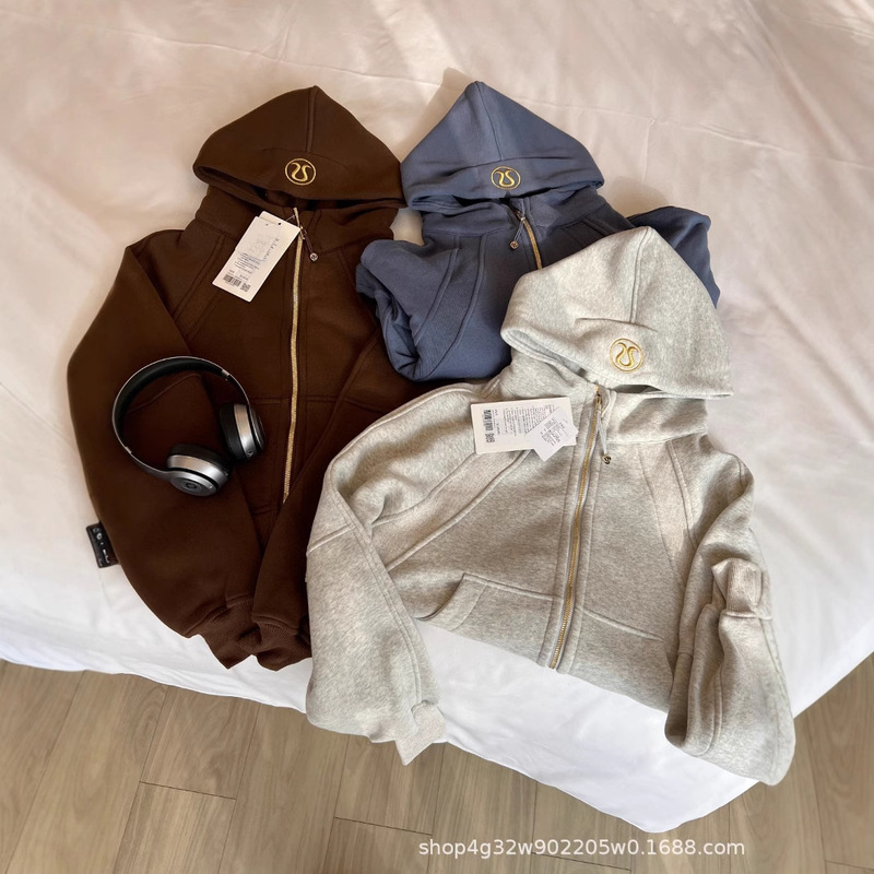 Original Channel~ Lulu Scuba Full-Zip Hooded Loose-Fit Casual Thick Sweatshirt Yoga Jacket
