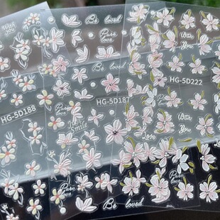 5d Anaglyph Camellia Manicure Sticker Internet Celebrant Three-dimensional Fresh Ice Flower Hand-painted Three-dimensional Flower Nail Sticker