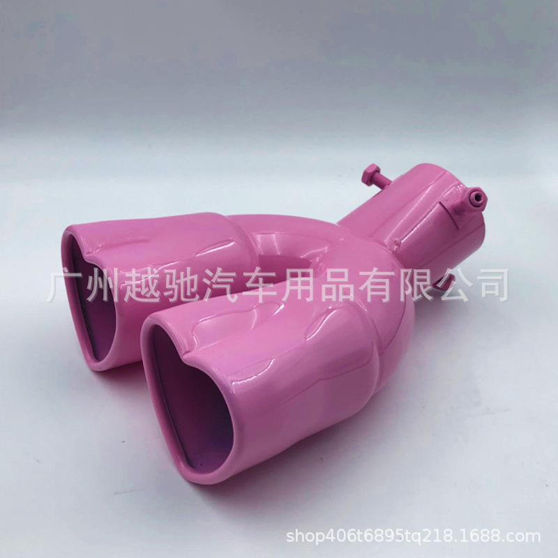 Garganta trasera de doble fila en forma de corazón de automóvil, garganta trasera de automóvil de color, tubo de escape azul tostado de amor de acero inoxidable, silenciador