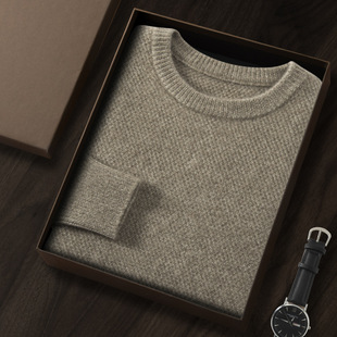 100 Pure Mountain Cashmere Sweater Men's Half High Collar Three-strand Thickened Business Casual Loose plus size Knitted Base Sweater
