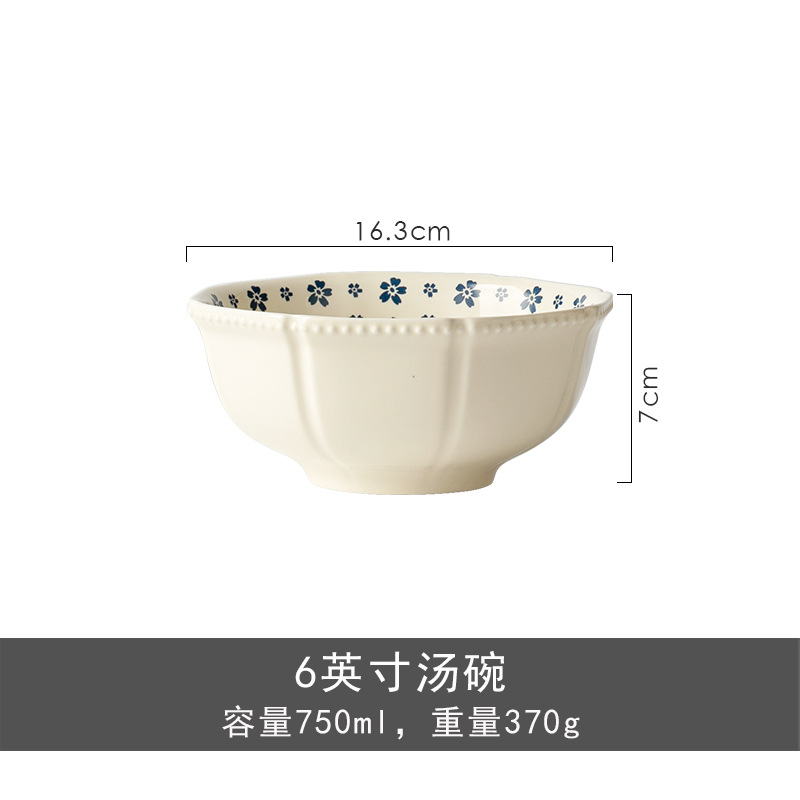 Retro puntos de perlas azules de cerezo cerámica cubiertos pequeños frescos hogares de alto valor de la cara platos de platos de nicho set platos